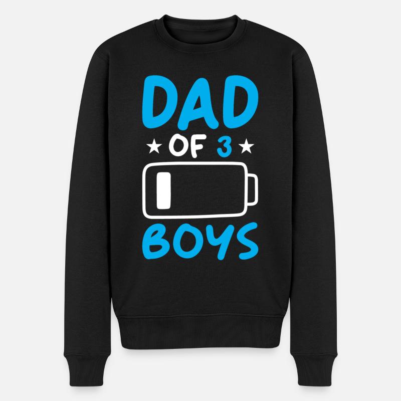 Dad of 3 Boys - Männer Premium Bio Pullover - Schwarz