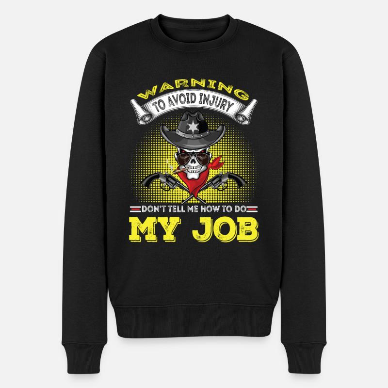 Warning Sheriff at work - Men's Premium Organic Jumper - black