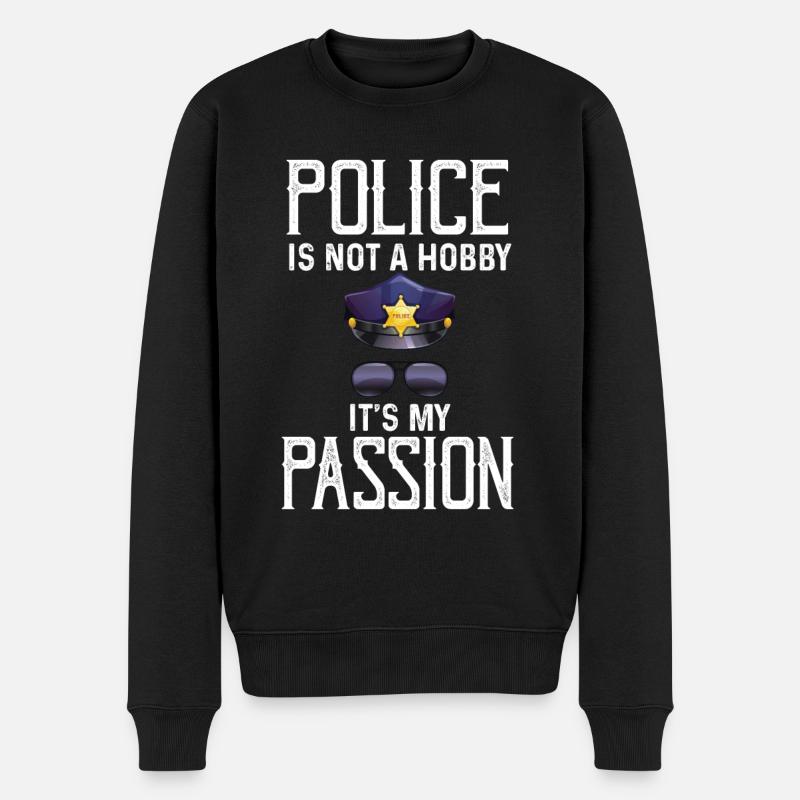 Polizei Passion Sheriff Abzeichen - Männer Premium Bio Pullover - Schwarz
