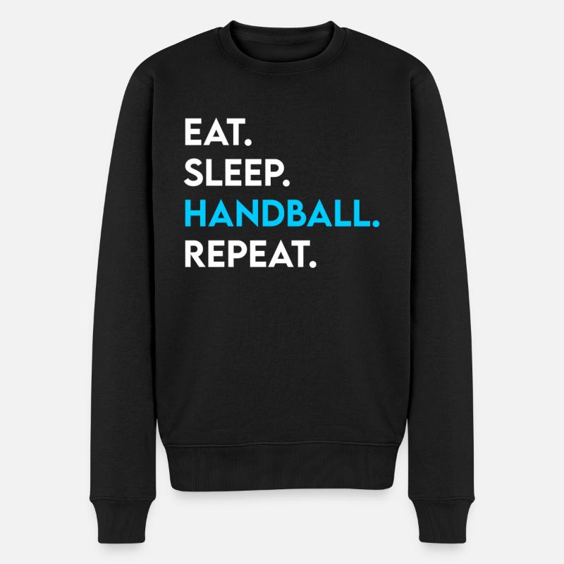 eat sleep handball repeat - Männer Premium Bio Pullover - Schwarz