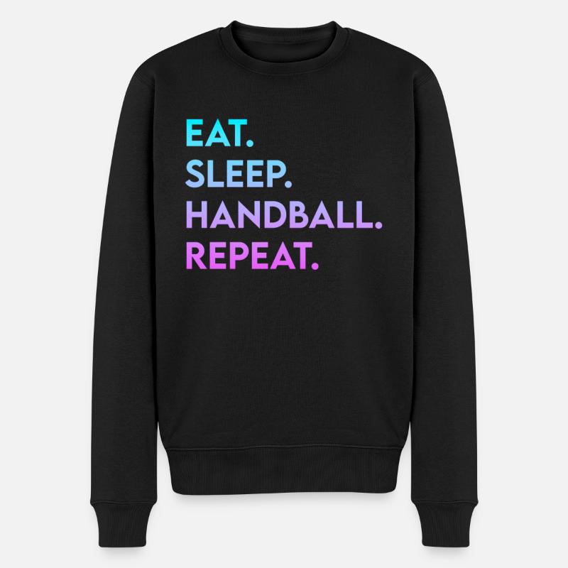 eat sleep handball repeat - Männer Premium Bio Pullover - Schwarz