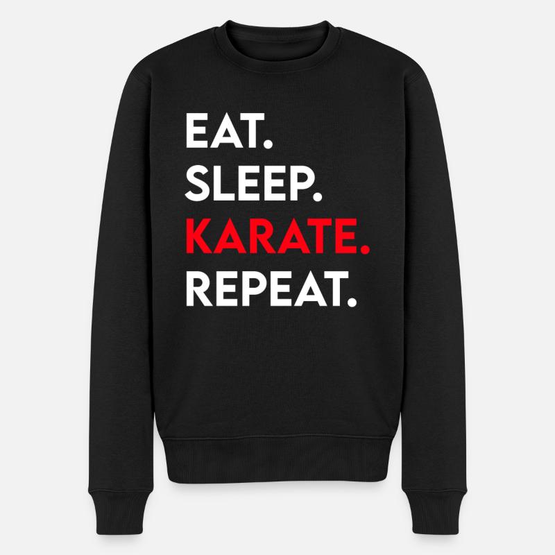 eat sleep karate repeat - Männer Premium Bio Pullover - Schwarz