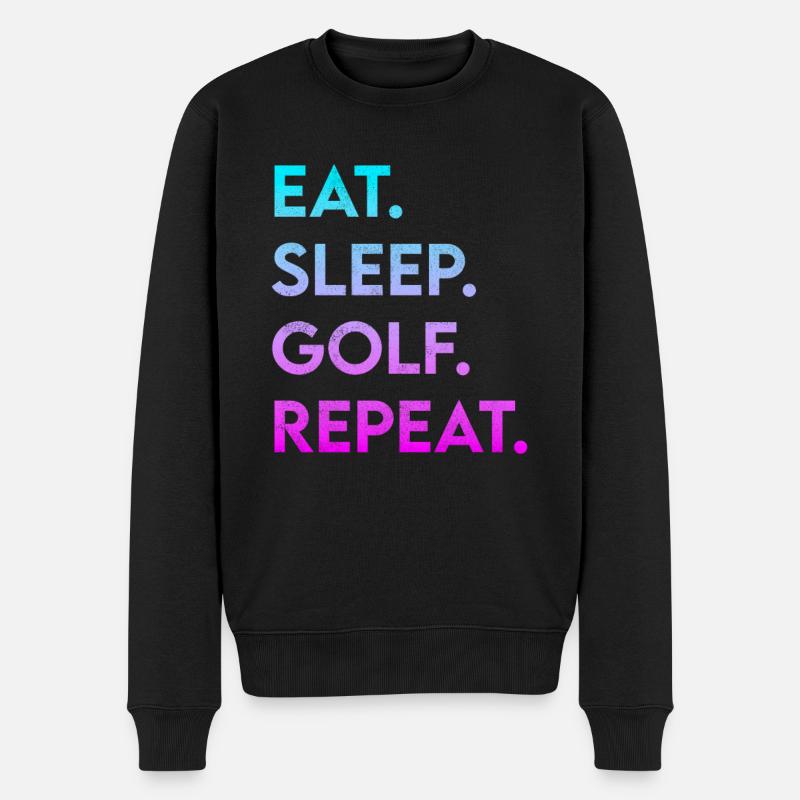 eat sleep golf repeat - Männer Premium Bio Pullover - Schwarz