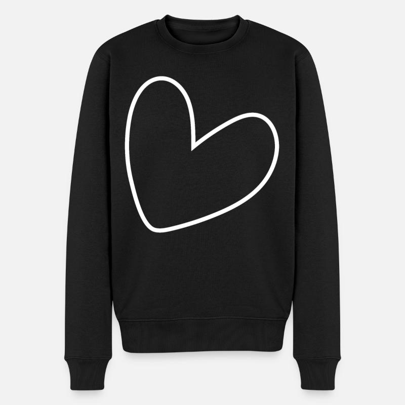 Einfaches Weisses Herz - Männer Premium Bio Pullover - Schwarz