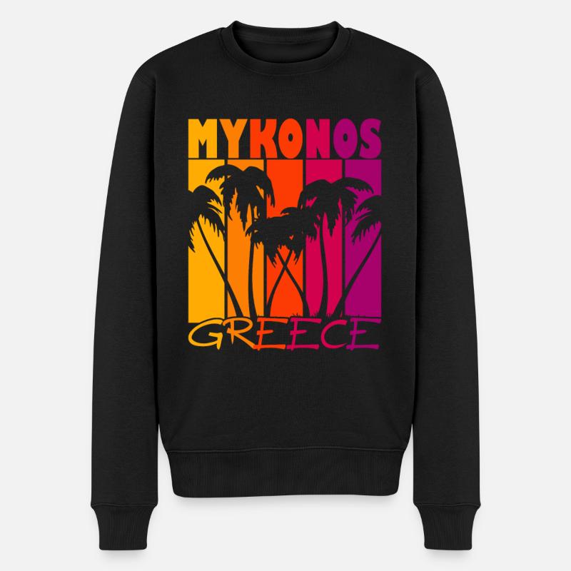 Mykonos Griechenland Sonnenuntergang - Männer Premium Bio Pullover - Schwarz