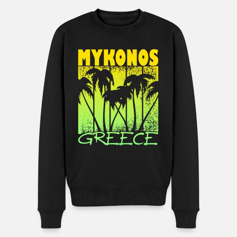 Mykonos Grèce Coucher de soleil - Pull Premium bio Homme - noir