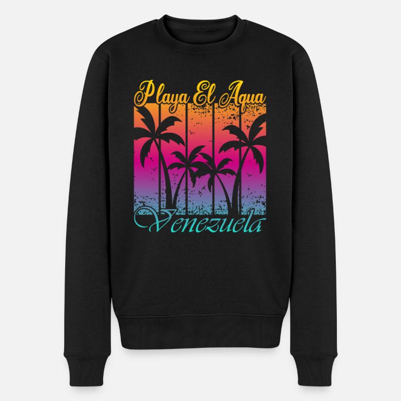 Playa El Aqua Venezuela - Männer Premium Bio Pullover - Schwarz