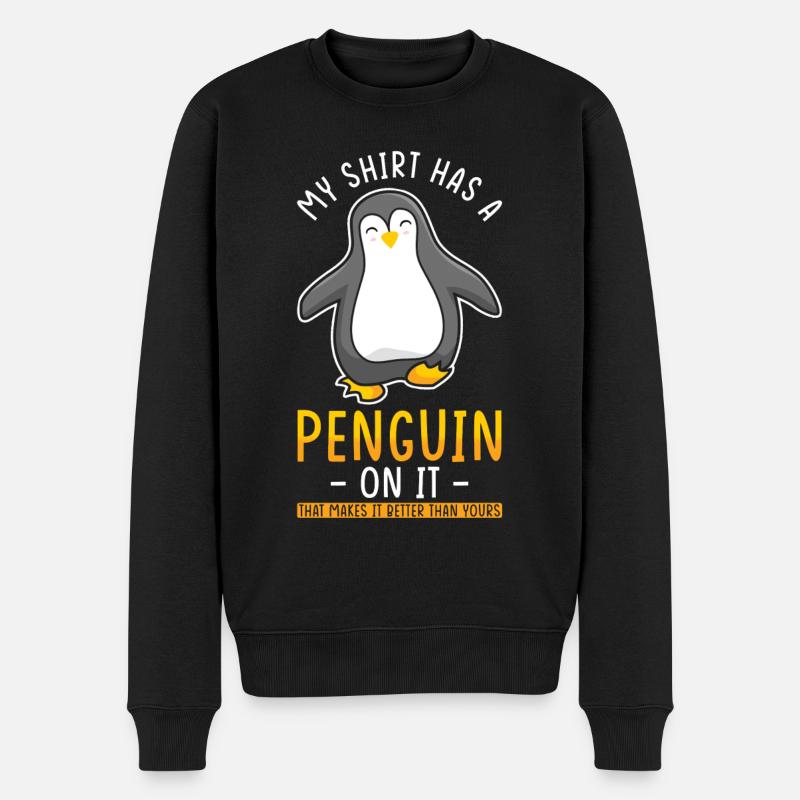 Pinguin Liebe Pinguin Spruch - Männer Premium Bio Pullover - Schwarz