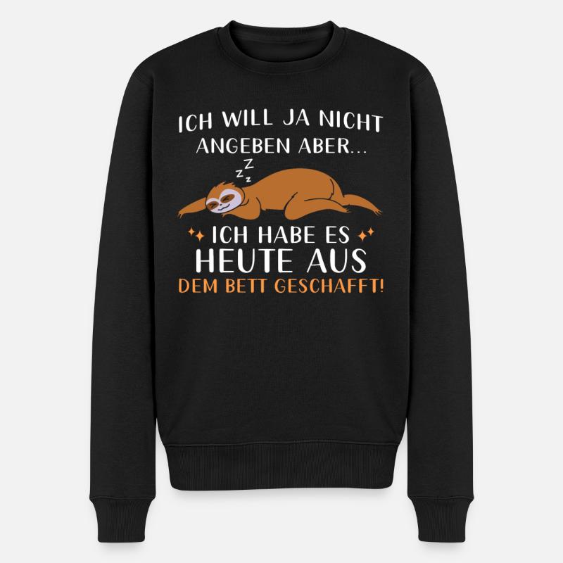 Faultier Geschenk Faultier Sprüche - Männer Premium Bio Pullover - Schwarz