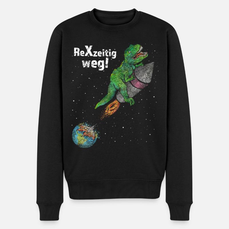 Klimaschutz Umwelt No Planet Dino T-Rex - Männer Premium Bio Pullover - Schwarz