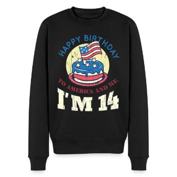 US America Flag Cake Naissance Age 14 USA 4 juillet - Pull Premium bio Homme - noir - Devant - Nico (187cm)