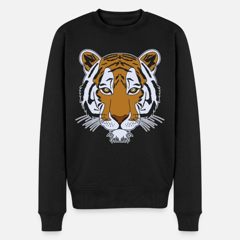 Tiger Motiv - Männer Premium Bio Pullover - Schwarz