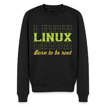 Linux Retro Vintage né pour être root pour les nerds - Pull Premium bio Homme - noir - Devant - Nico (187cm)