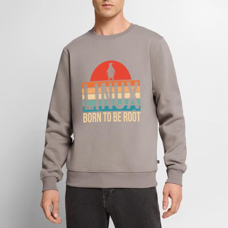 Linux Born To Be Root Pinguin Nerd Coding Geek Männer Premium Bio Pullover