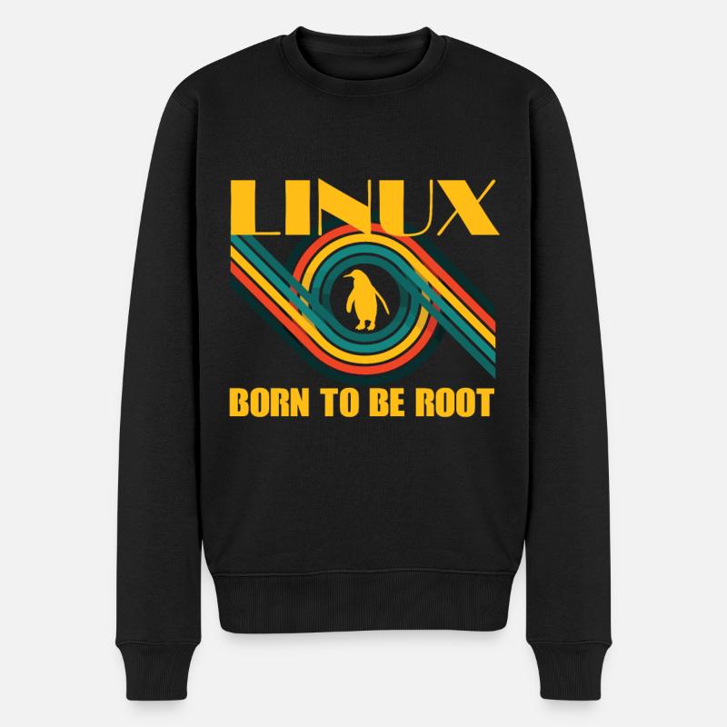 Né pour être Root Linux Retro Penguin Nerd Geek - Pull Premium bio Homme - noir