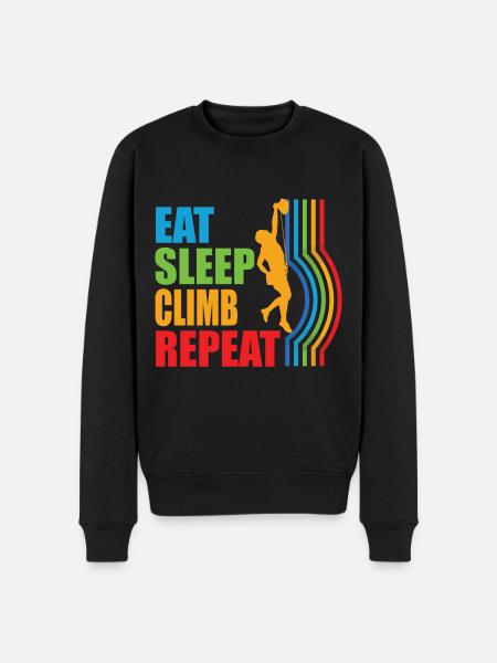 Eet slaapklim Herhaal boulderen klimmen - Mannen Premium Bio sweater - zwart