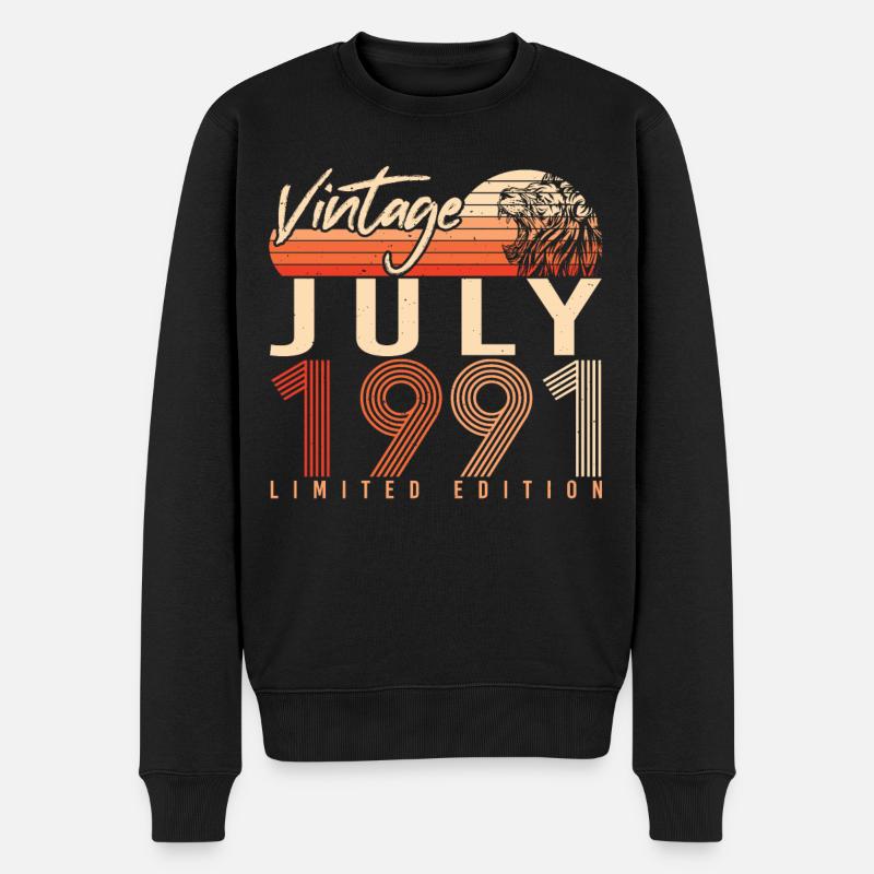 1991 Juli Geschenkidee - Männer Premium Bio Pullover - Schwarz