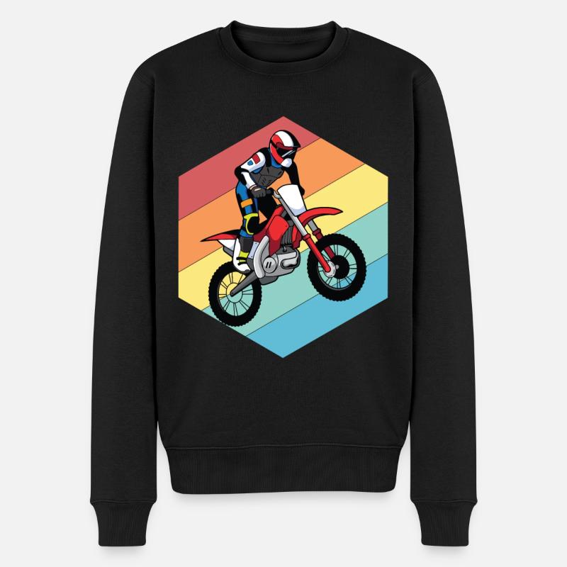 Moto Retro Race Motocross Offroad - Pull Premium bio Homme - noir
