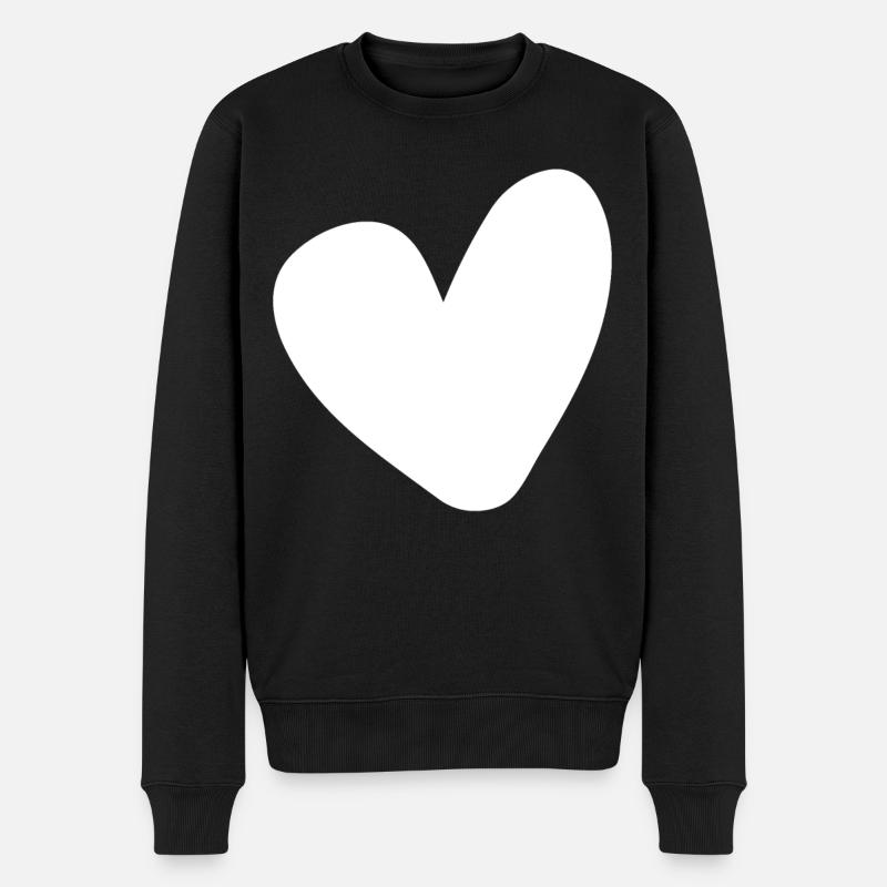 Weisses Herz Einfaches Design - Männer Premium Bio Pullover - Schwarz