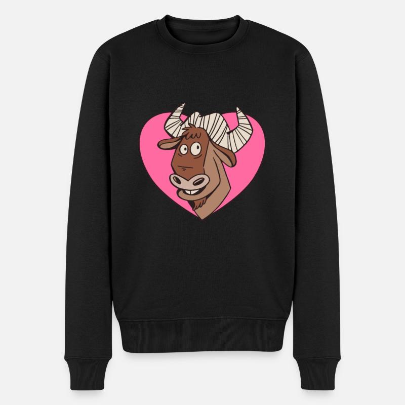 Gnu Antilope Afrika Tier mit Herz - Männer Premium Bio Pullover - Schwarz