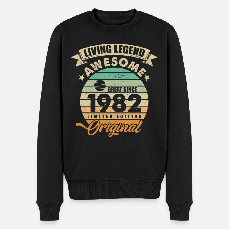 1982 Geburtstag Retro Orginal - Männer Premium Bio Pullover - Schwarz