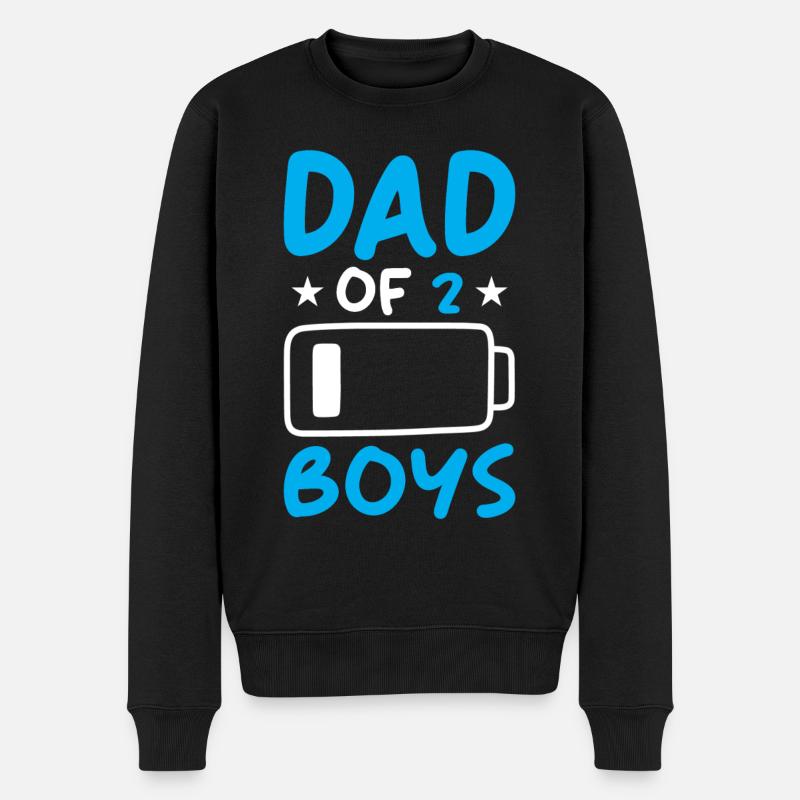 Dad of 2 Boys - Männer Premium Bio Pullover - Schwarz