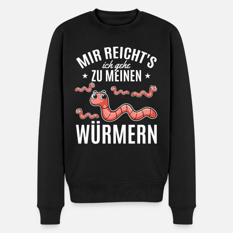 Würmer Sprüche Wurm Mir Reicht's Ich Gehe Zu - Männer Premium Bio Pullover - Schwarz