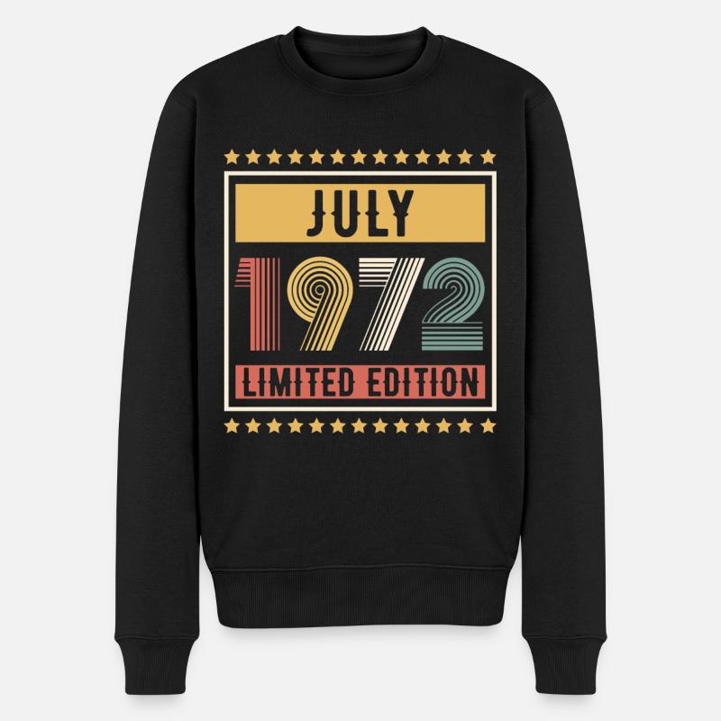 Vintage July 1972 Limited Edition Birthday - Männer Premium Bio Pullover - Schwarz