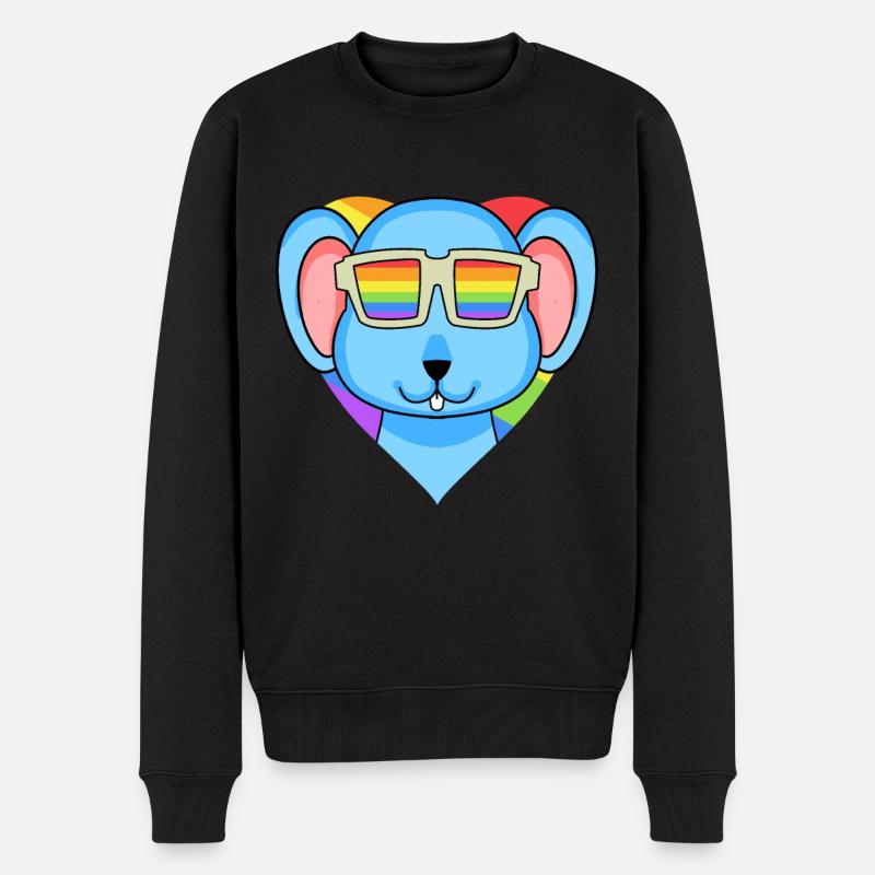 LGBT Tier Maus Regenbogen - Männer Premium Bio Pullover - Schwarz