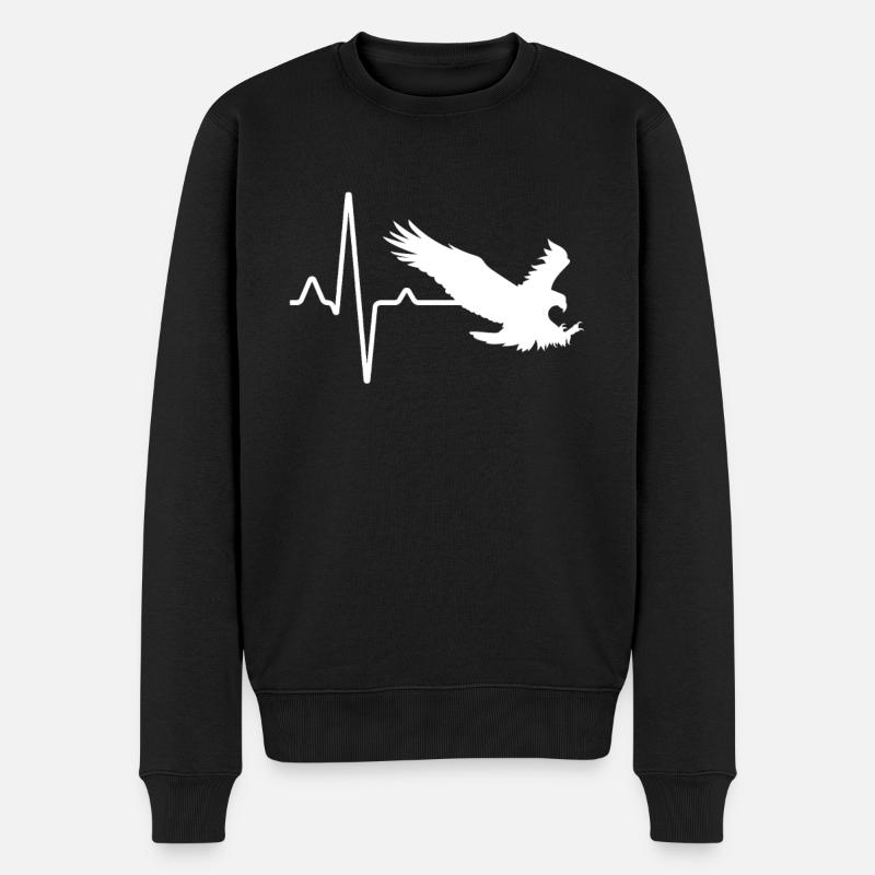 Adler Herzschlag - Männer Premium Bio Pullover - Schwarz