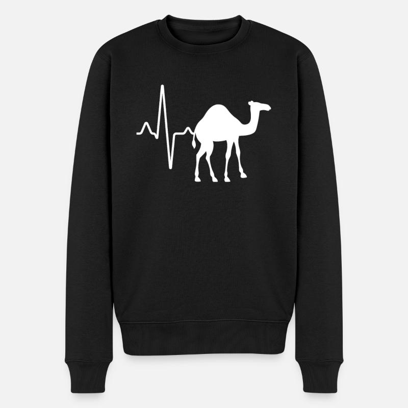 Dromedar Kamel Herzschlag - Männer Premium Bio Pullover - Schwarz