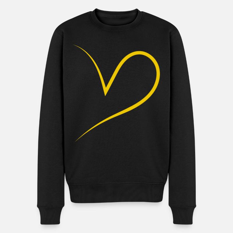 Simple Demi-Cœur Jaune - Pull Premium bio Homme - noir