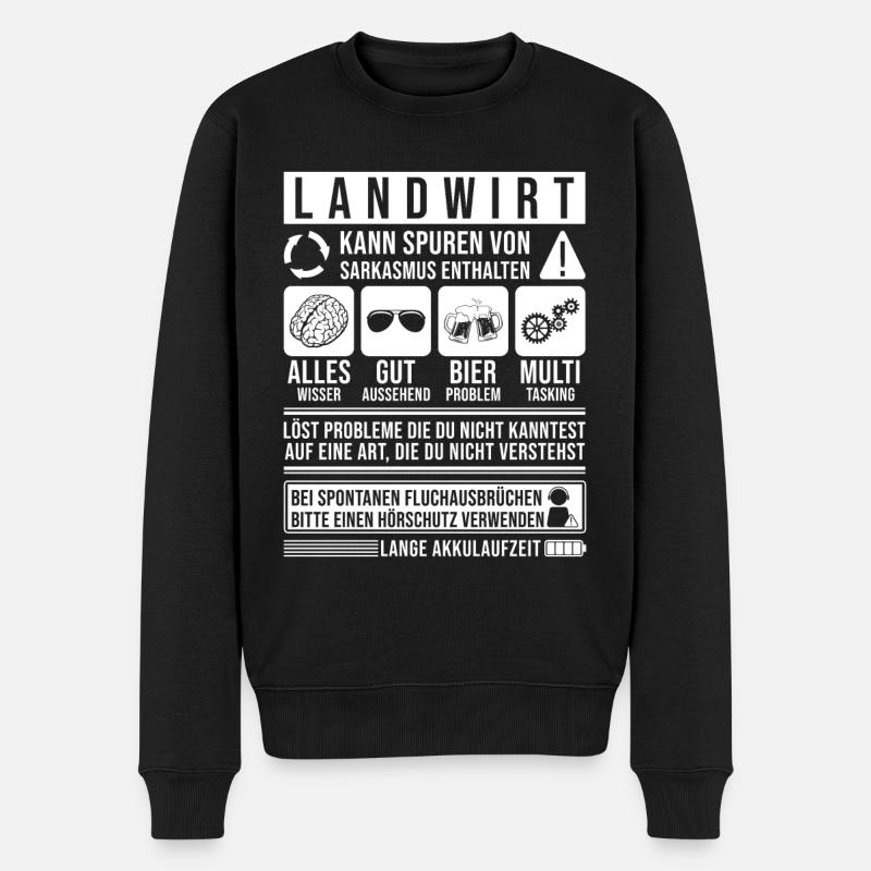 Landwirt Sprüche Bauer Landwirt Witze - Männer Premium Bio Pullover - Schwarz