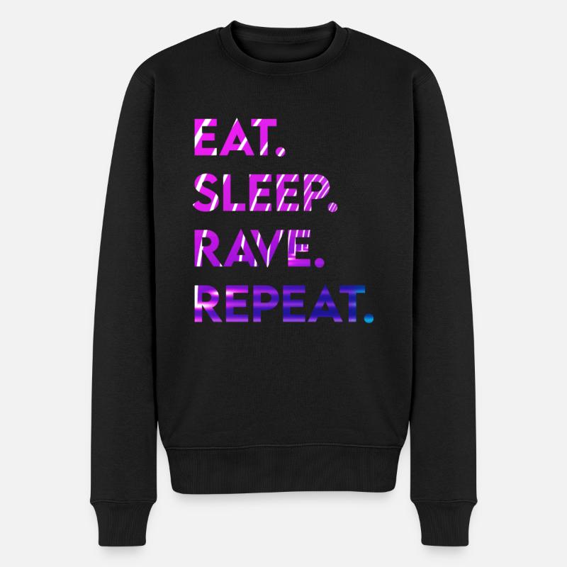 eat sleep rave repeat - Männer Premium Bio Pullover - Schwarz