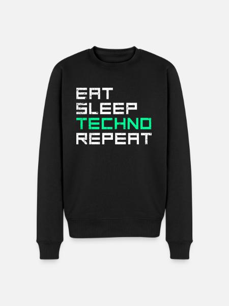eat sleep techno repeat - Männer Premium Bio Pullover - Schwarz