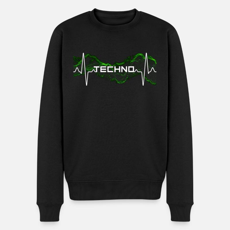 Techno Heartbeat - Pull Premium bio Homme - noir