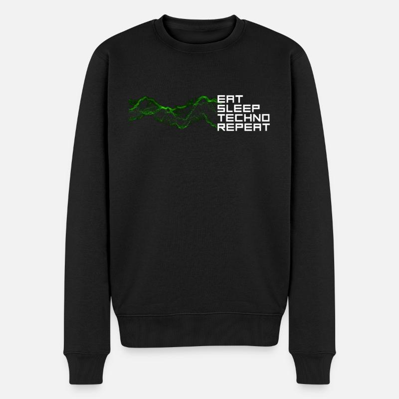 eat sleep techno repeat - Männer Premium Bio Pullover - Schwarz