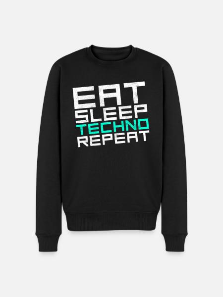 eat sleep techno repeat - Männer Premium Bio Pullover - Schwarz