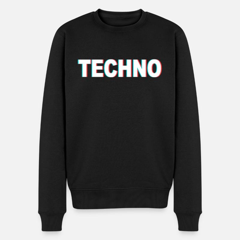 Techno - Männer Premium Bio Pullover - Schwarz