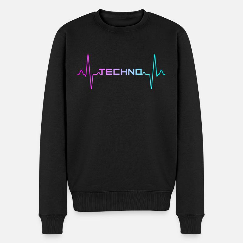 Techno Herzschlag - Männer Premium Bio Pullover - Schwarz