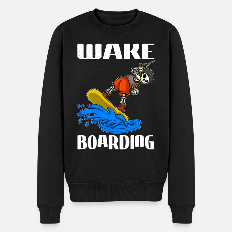 Wakeboarder Skeleton sur le wakeboard - Pull Premium bio Homme - noir