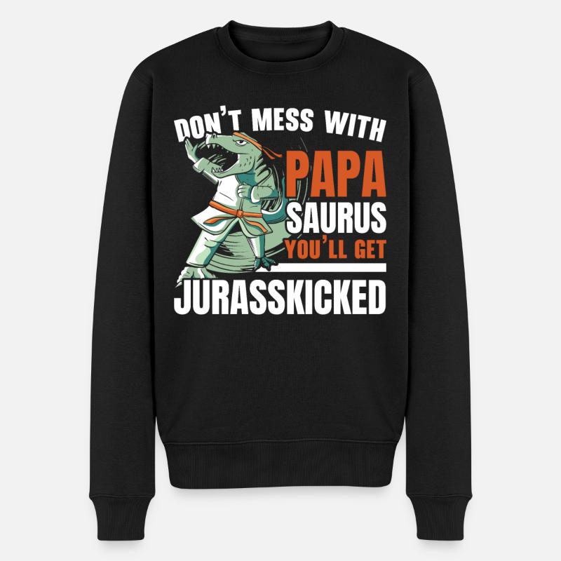 Leg dich nicht mit Papasaurus an Paläontologe Dino - Männer Premium Bio Pullover - Schwarz