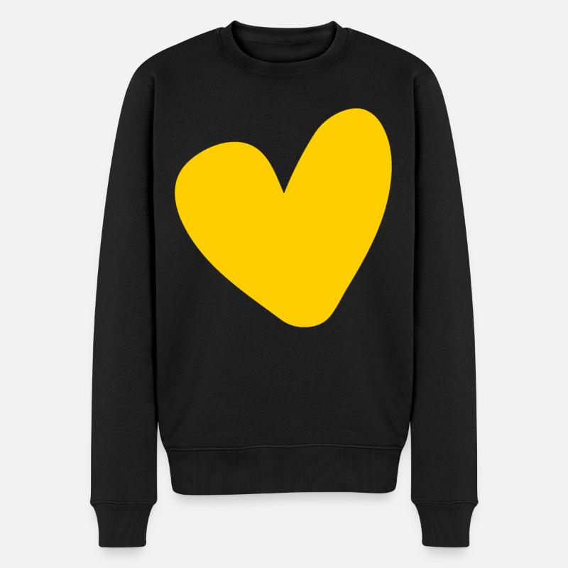 Herz Gelbes Design - Männer Premium Bio Pullover - Schwarz