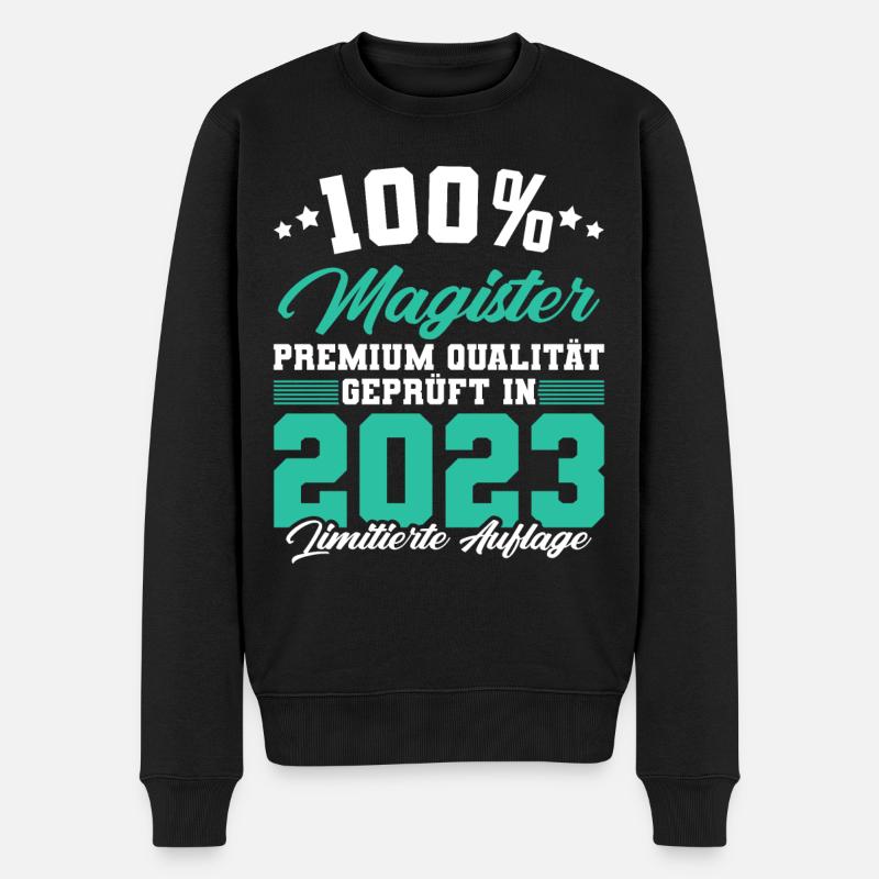Magister 2023 Spruch Magisterabschluss - Männer Premium Bio Pullover - Schwarz