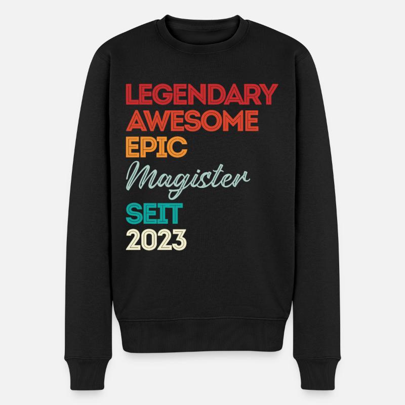 Magister 2023 Spruch Magisterabschluss - Männer Premium Bio Pullover - Schwarz