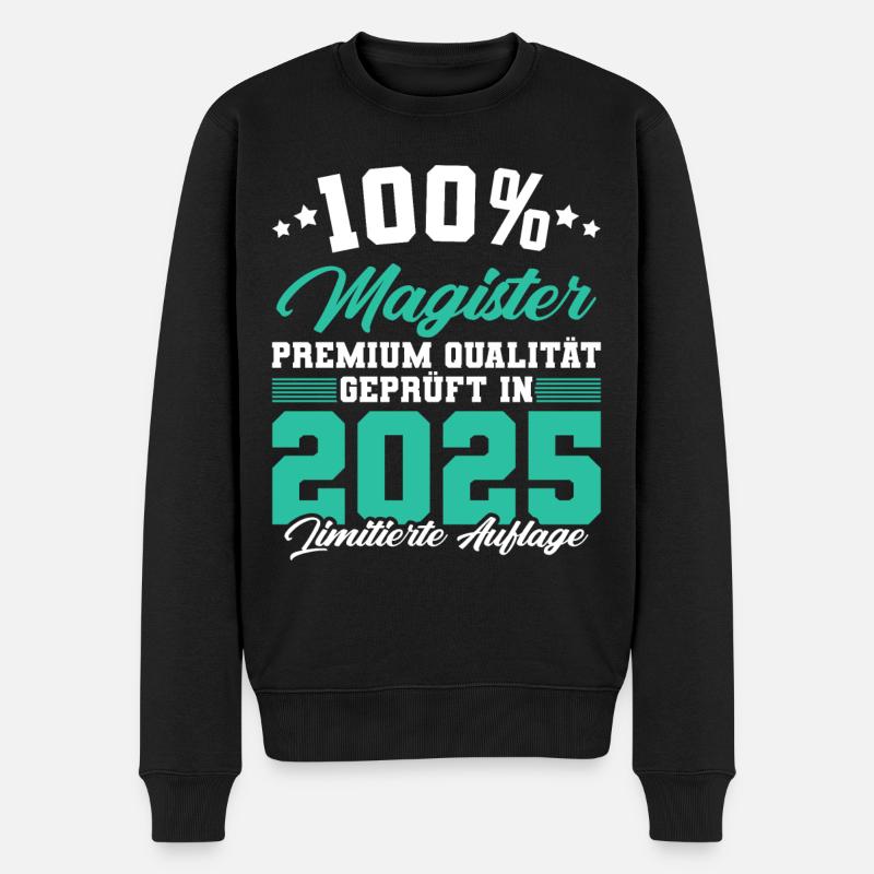 Magister 2025 Spruch Magisterabschluss - Männer Premium Bio Pullover - Schwarz