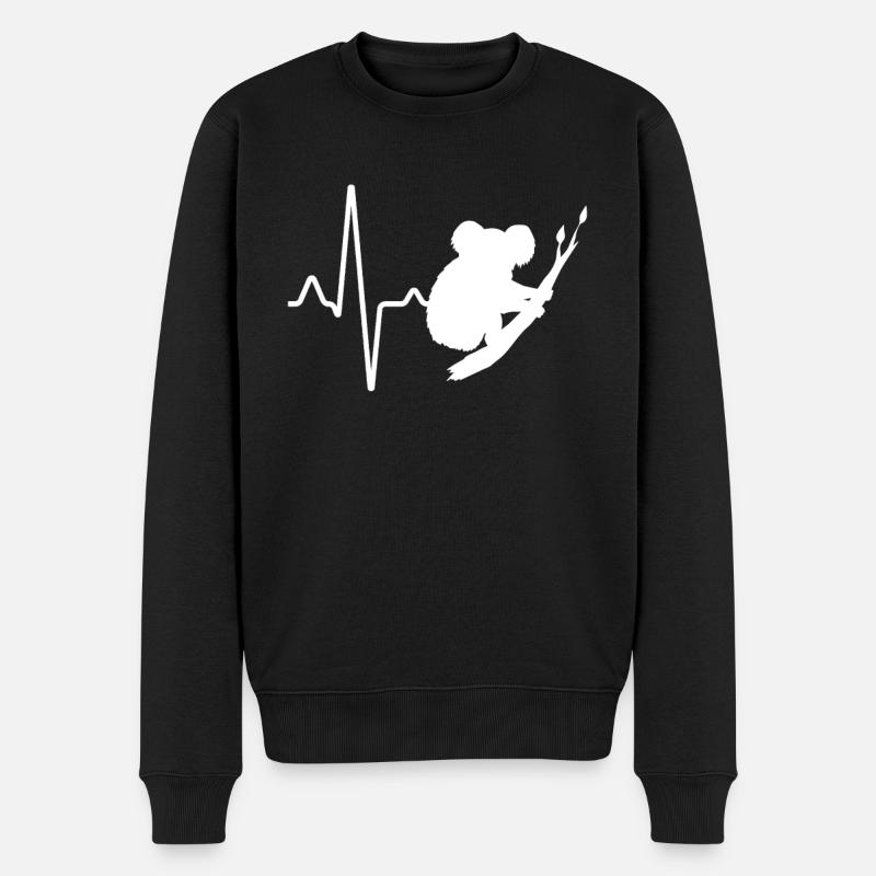 Koala Herzschlag - Männer Premium Bio Pullover - Schwarz