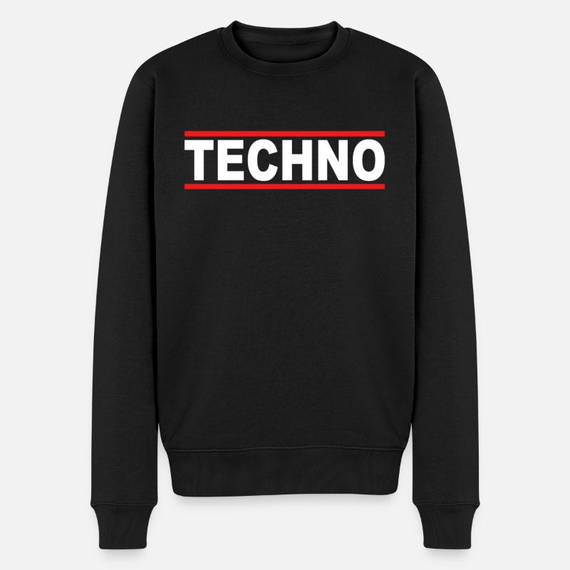 Techno - Männer Premium Bio Pullover - Schwarz