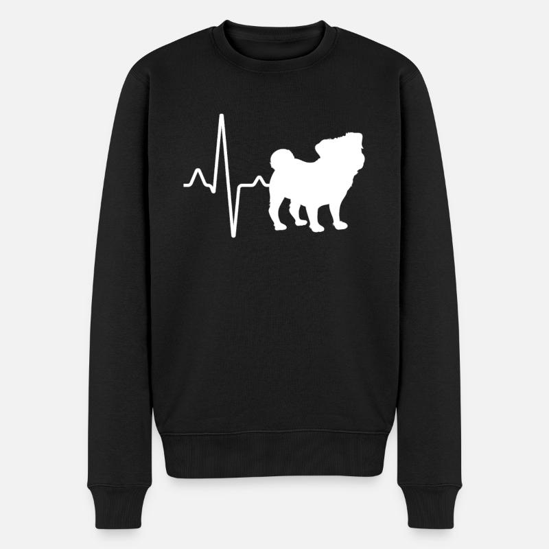 Mops Herzschlag - Männer Premium Bio Pullover - Schwarz