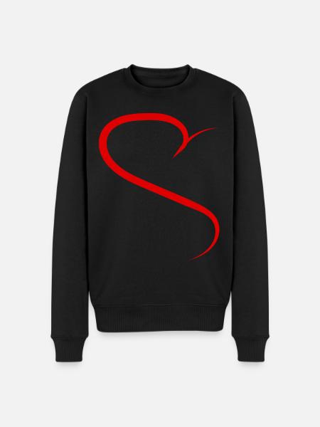 Half Heart Red Design - Men's Premium Organic Jumper - black